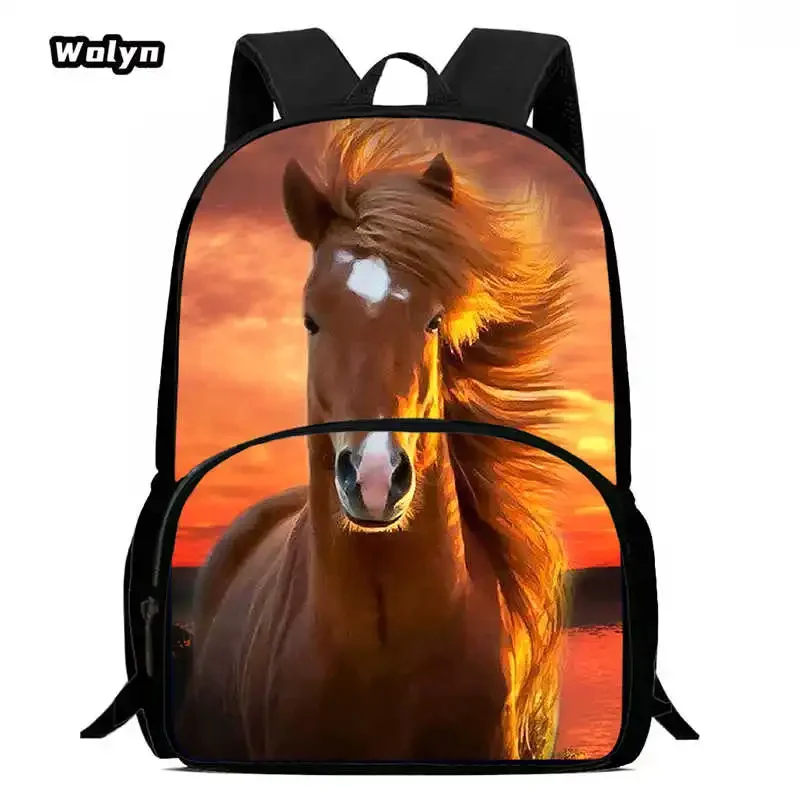 Newly Horse School Backpack,Children School Bags for Boys ,Light Weight Cartoon Animal Prints Child Backpack Satchel Durable