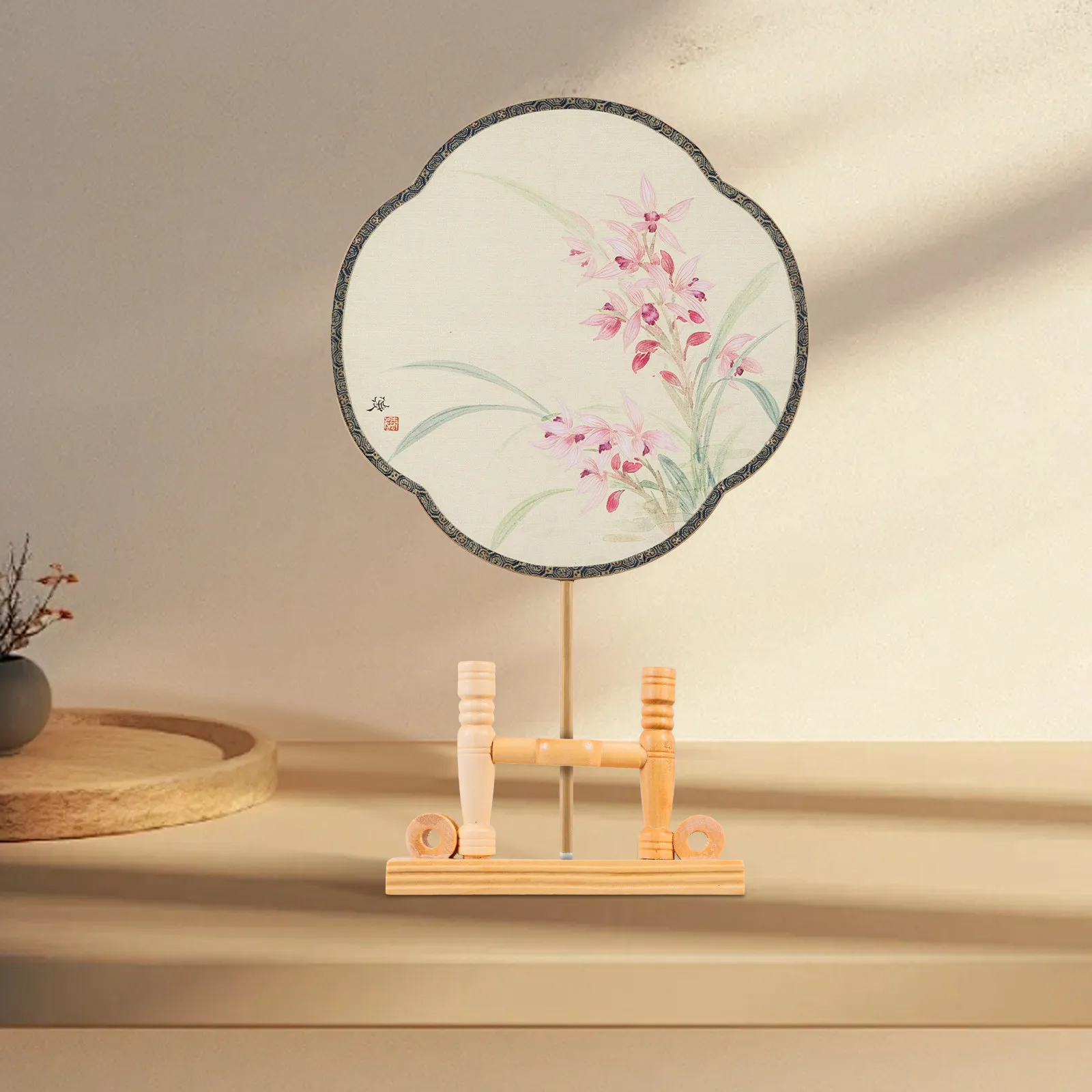 2 Pcs Displaying Fans Bracket Chinese Style Storage Decorative Stand Hand Chinese-style Circular