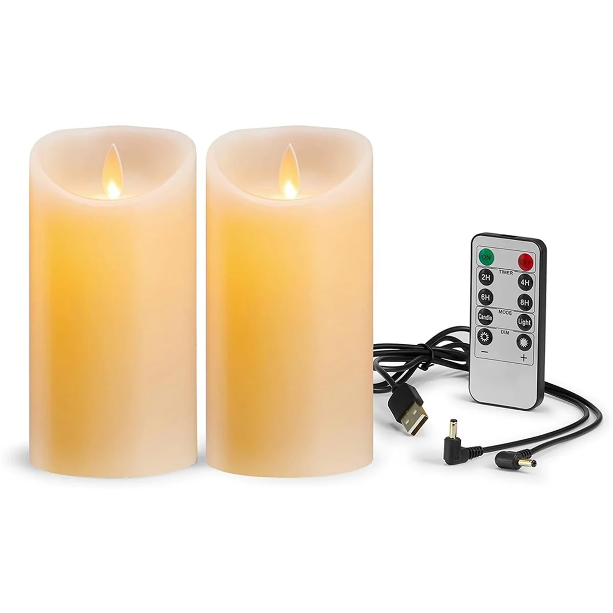 LED Flickering Flameless Candles,Rechargeable Candle,Real Wax Candles with Remote Control,Electronic Waving Lamp Glossy