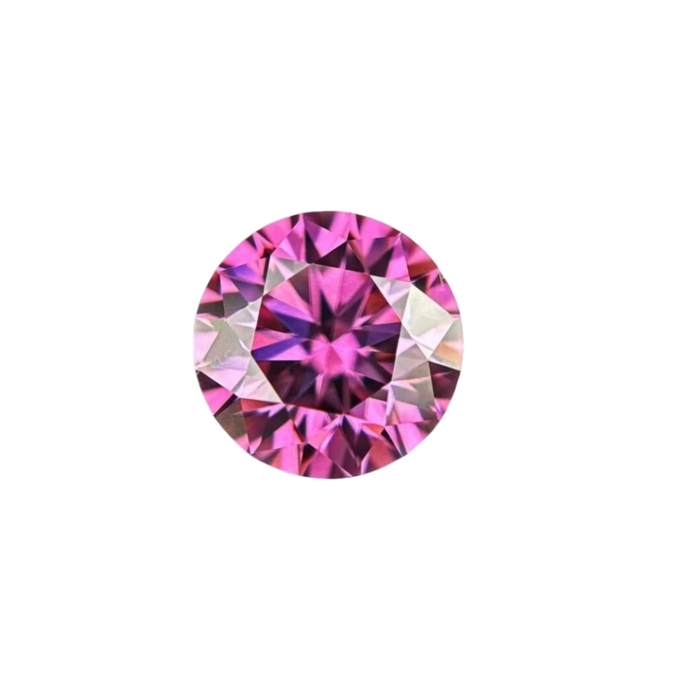 Round Pink Color Stone Beads  Loose Moissanites 0.1~5ct  Shining Fine Jewelry Lab Grown Diamonds