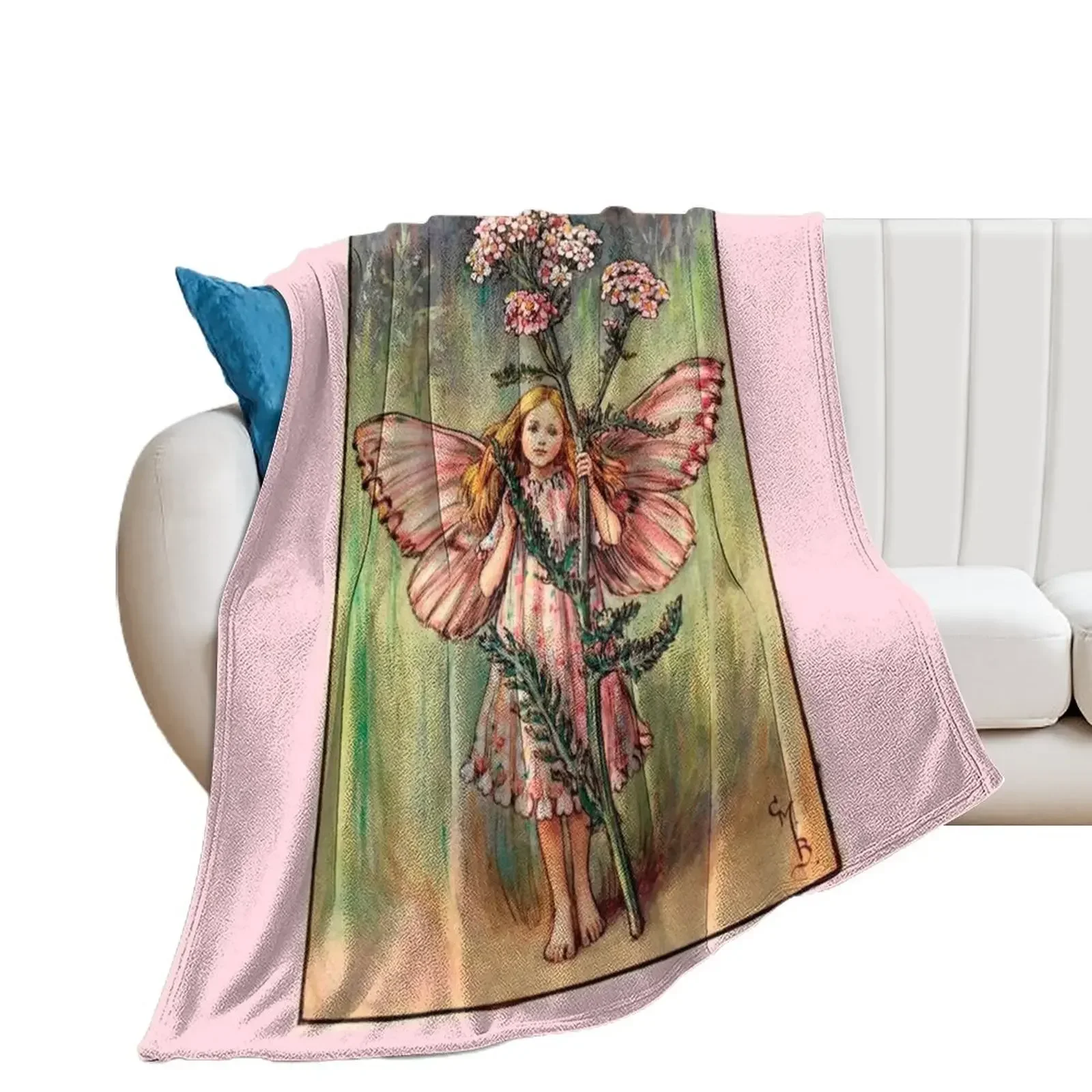 

The Yarrow Fairy Vintage illustration Throw Blanket blankets and throws for babies Blankets