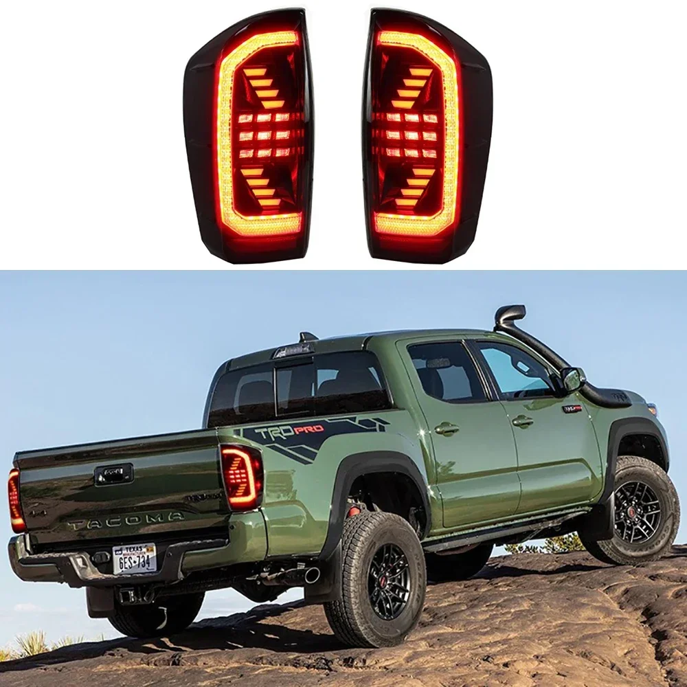 Car Plug And Play Taillight Assembly Tail Light For Toyota Tacoma 2016-2022 LED Rear Lamp Light Red/Yellow Turn Signal Taillight