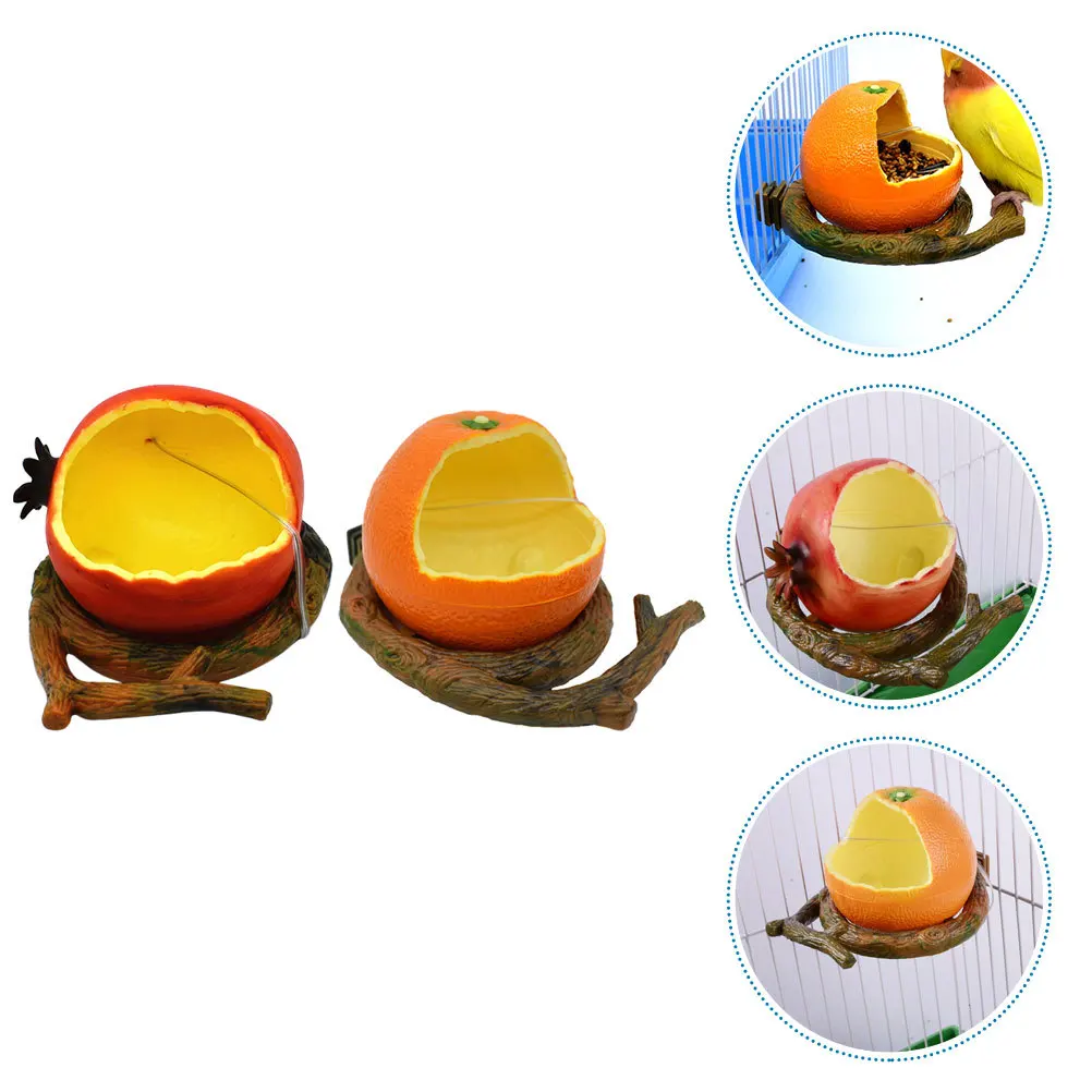 

2Pcs Sturdy Fruit-Like Feeding Bowl Premium Bird Cage Food Container for Small Pets Hangable Parrot Feeder Bowl Easy Clean