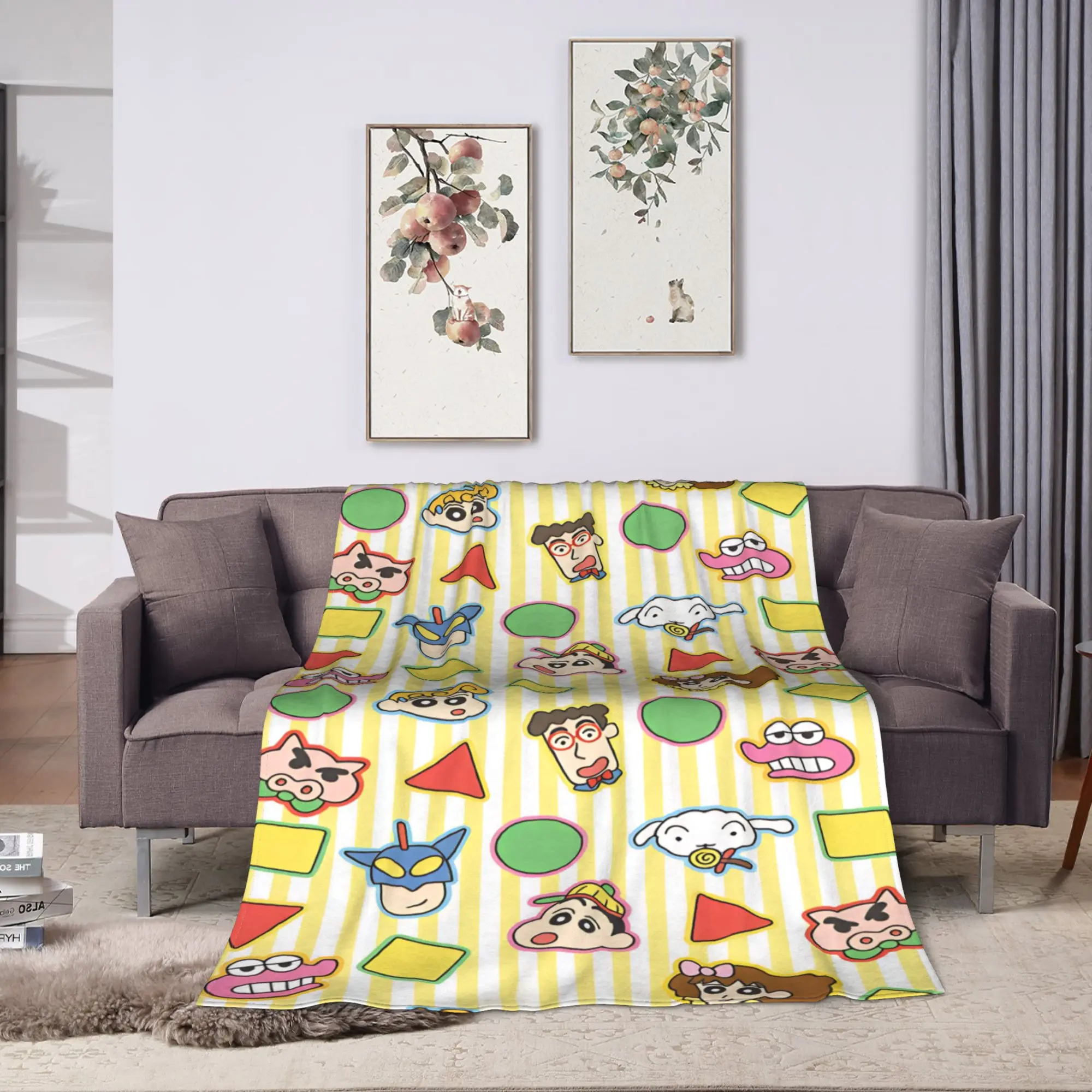 Crayon Shin-chan  Soft Warm Blanket  Picnic Plush Throw Blanket Graphic Home Decor Flannel Bedspread Sofa Bed Cover