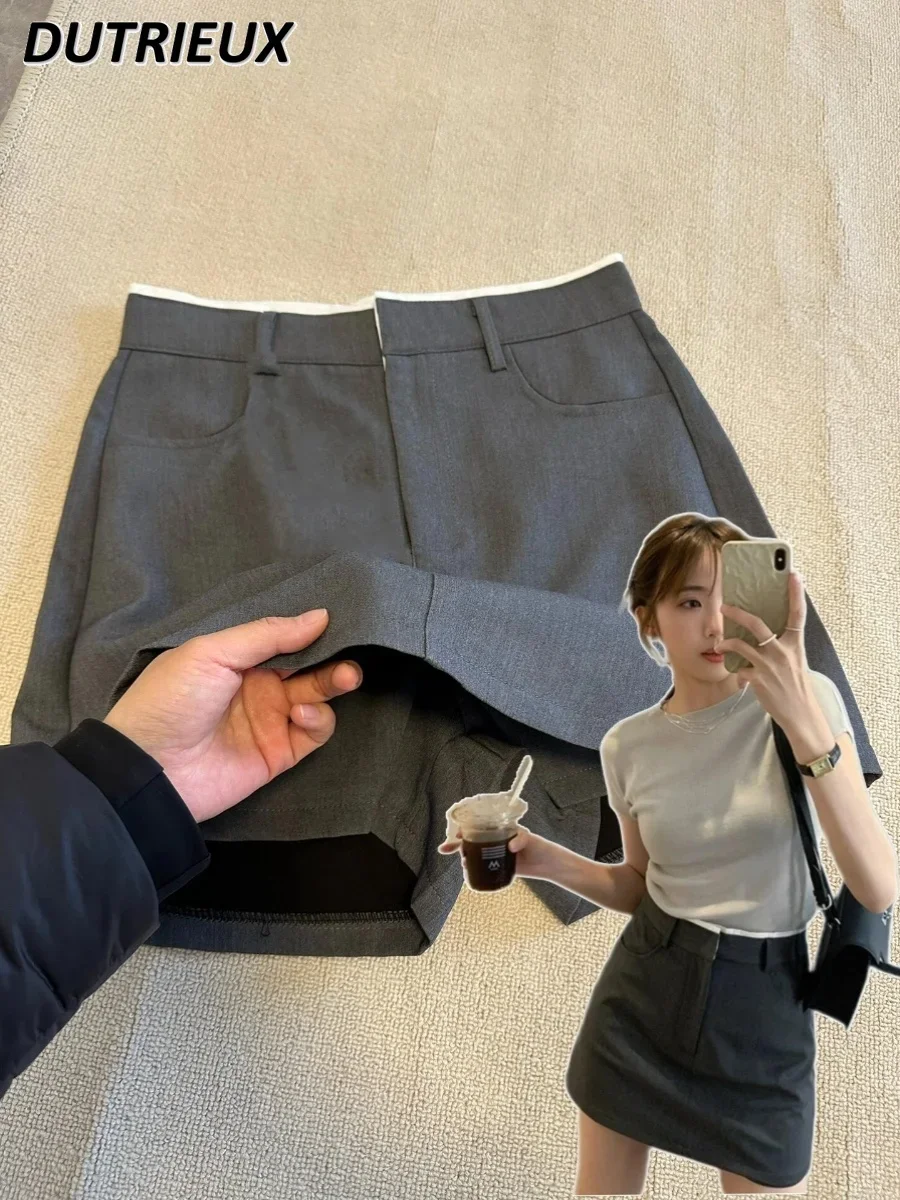 Gray Suit Short Pants Women's Summer High Waist Thin Fashionable Versatile A-line Skirts Korean Version Slim Fit Booty Shorts