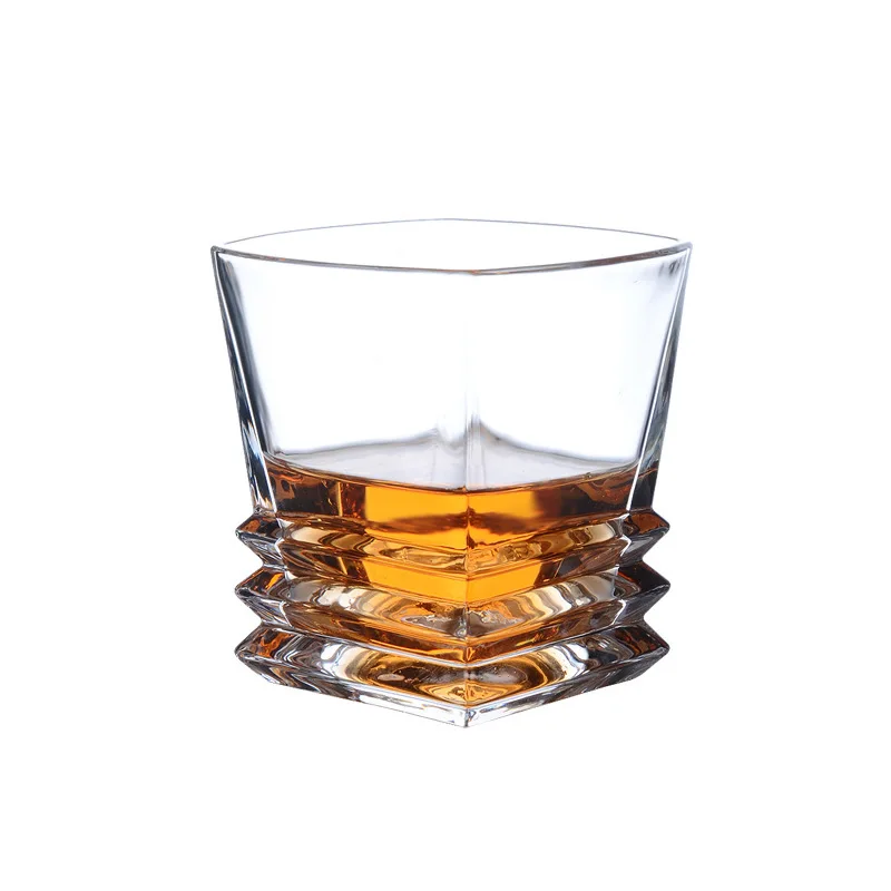 280ml Whiskey Glass Square Pagoda Shaped Wine Glass Drinkware Vintage Cup Drinking Bottle Bar Party Mugs Transparent Brandy Cup
