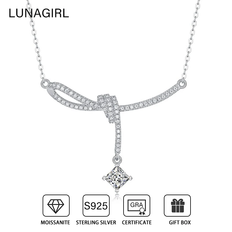 

D Color 1CT Real Moissanite Necklaces for Women 100% 925 Sterling Silver Elegant Luxury Diamond Pendant Necklace Fine Jewelry