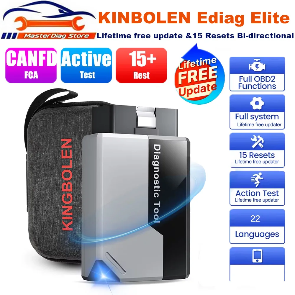 [2026 Best ] KINGBOLEN Ediag Elite Bi-Directional Scanner Lifetime Free Update &15 Resets Car Diagnostic Tool pk Thinkdiag
