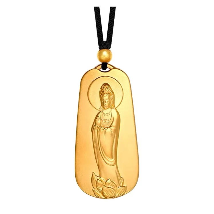 

AU999 24K Gold Lotus - Bodhisattva Pendant | Pure gold 3D lotus, serene face, jade eyes, simple solemnity
