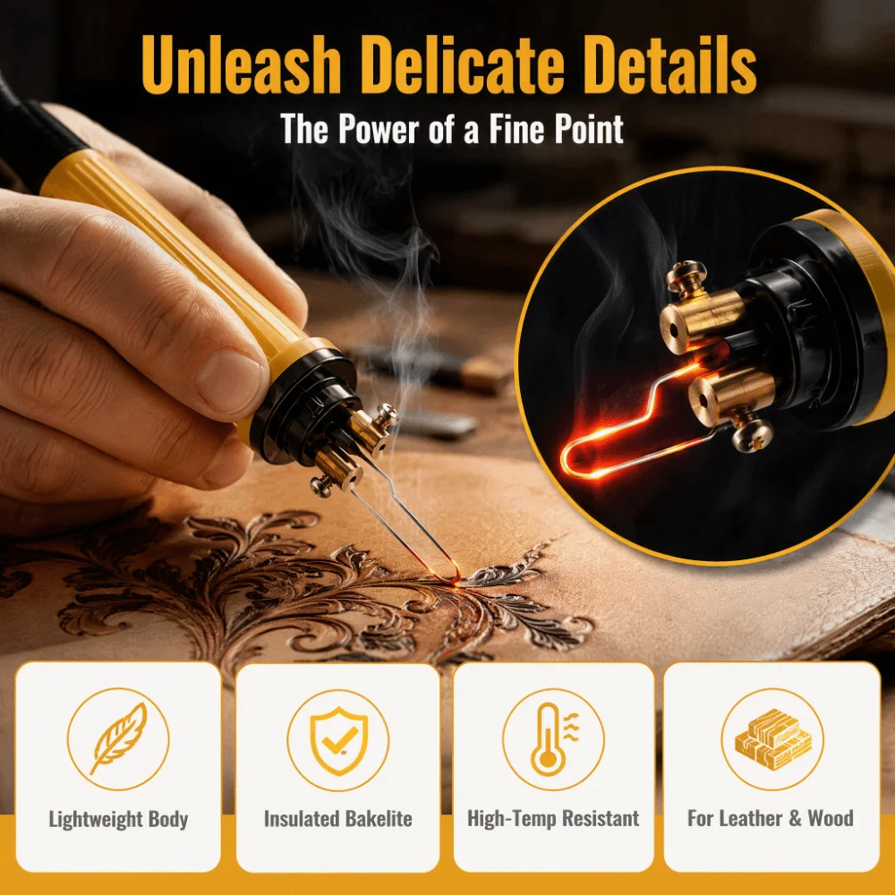 Portable Insulation Handle Wood Burning Pen Anti-slip Grip Wire-Nib Type Electric Soldering Iron Metal Handle Lightweight