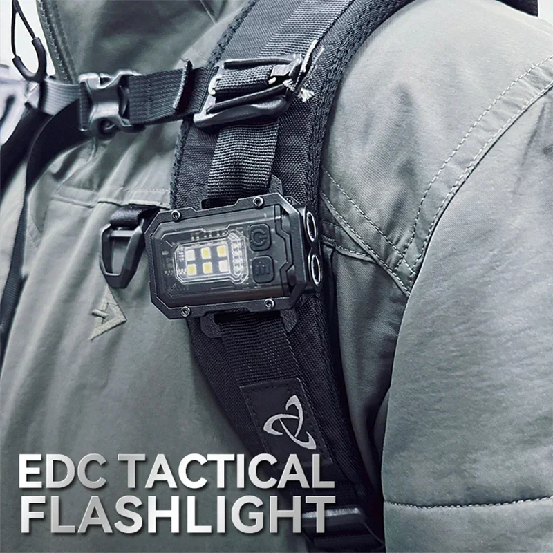 EDC Tactical Flashlight Portable Mini Light Outdoor Camping Hiking Tools  Molle 25mm Backpack Strap Clip USB Rechargeable