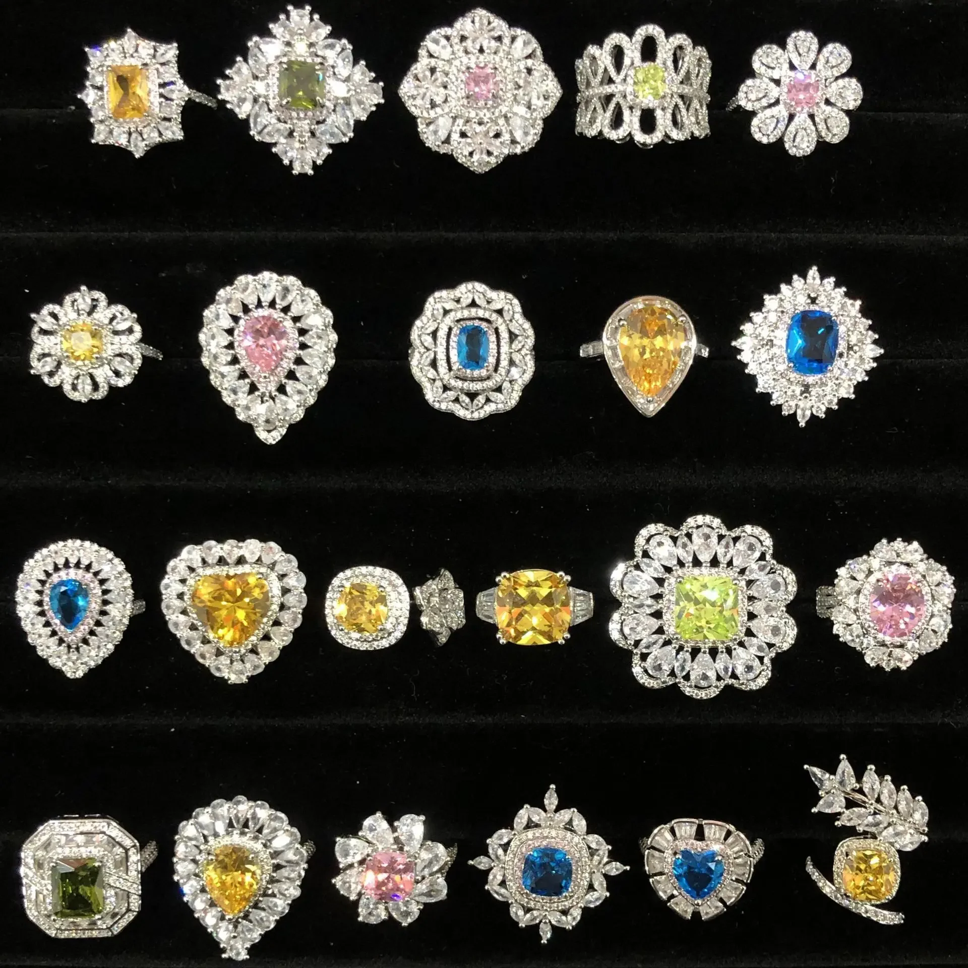 Luxury Jewelry Fashion Color AAA Zirconia Collection Rings for Women  Wedding Valentine's Day Jewelry Gift Ornament 22 Styles