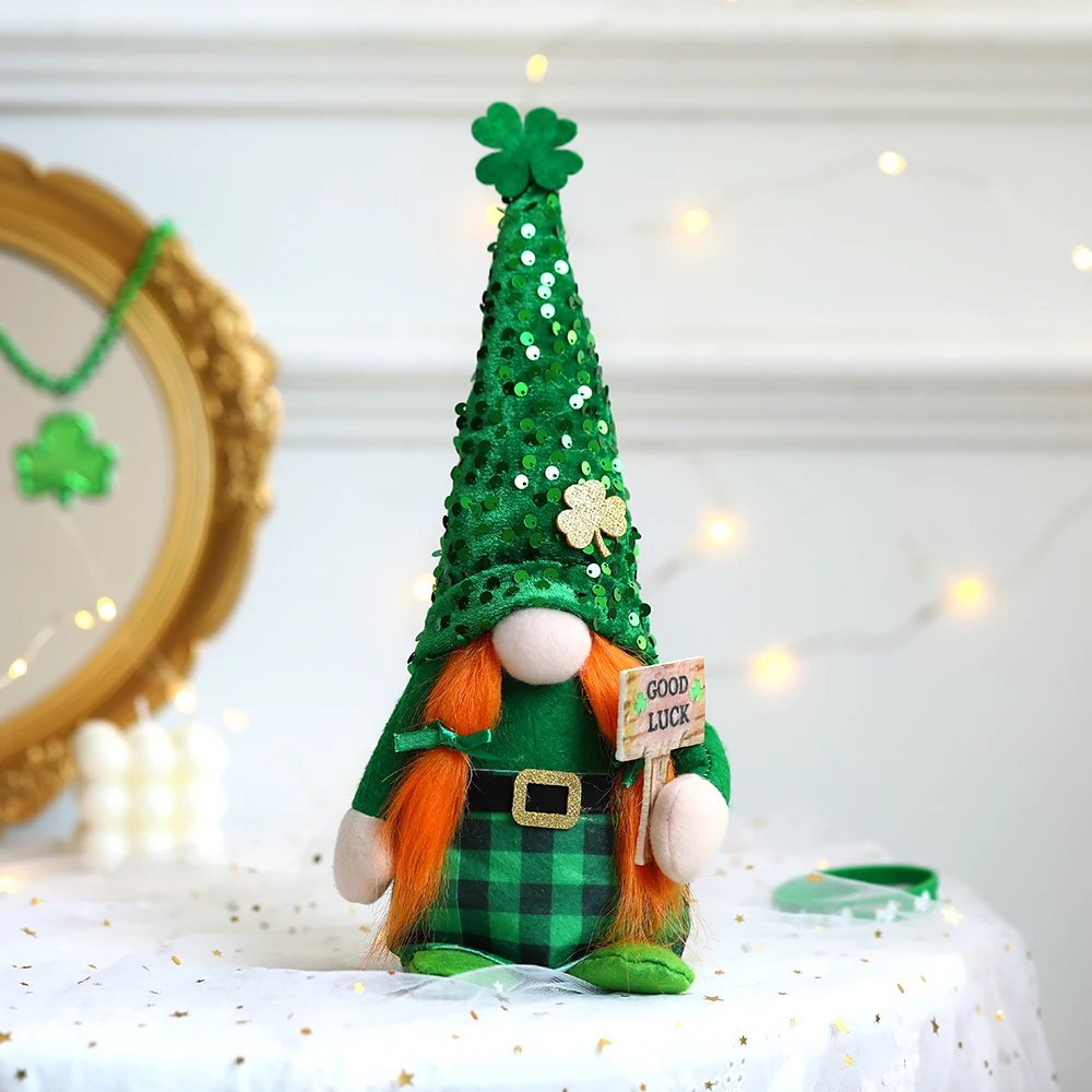 St. Patrick's Day Plush Gnome Faceless Doll Irish Lucky Elves St. Patrick's Day Home Table Ornament Party Decoration Kids Gift