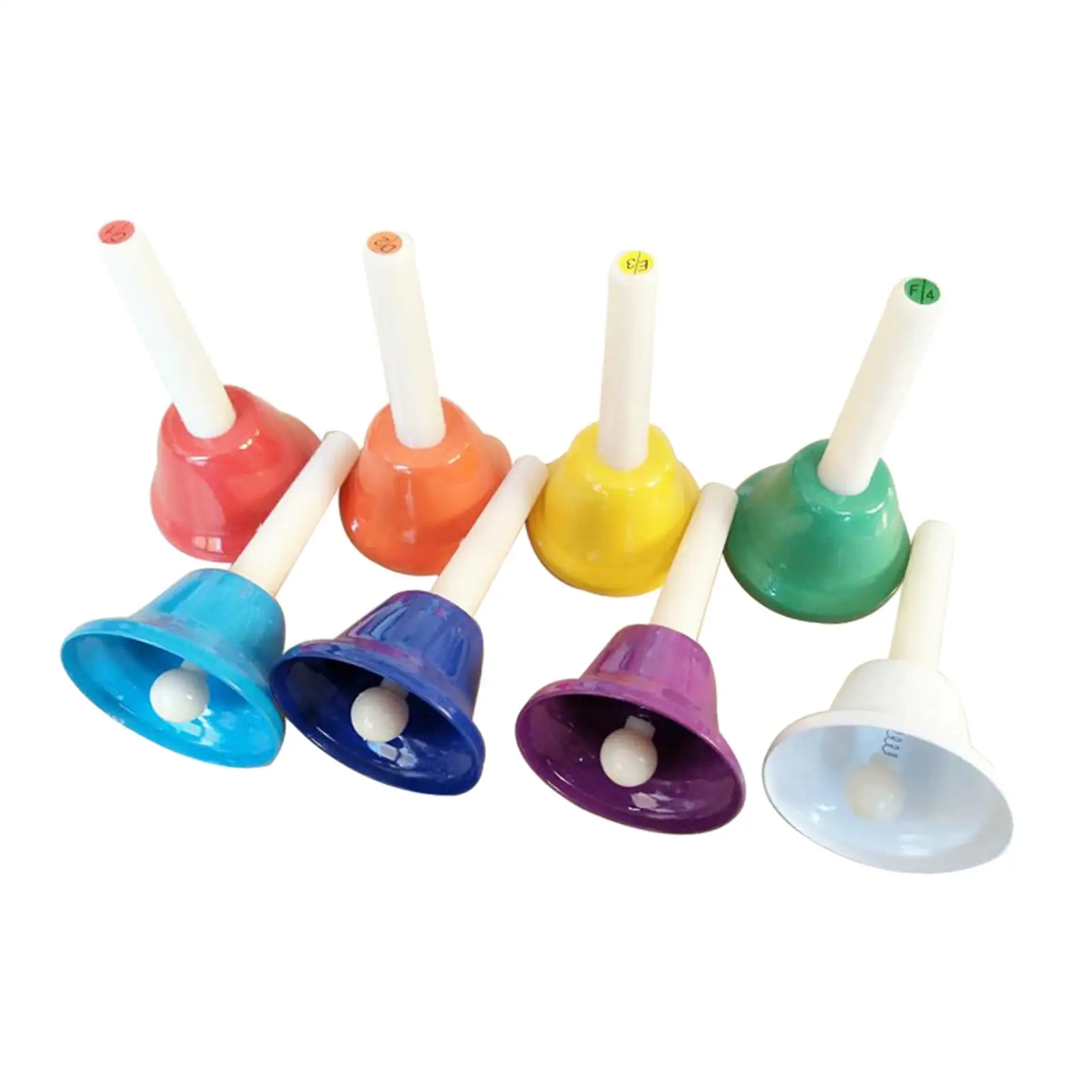 8 Pieces Colorful Diatonic Metal Bells Hand Bells Colorful Handbells Musical Instrument for Kids Holiday Party Adults Wedding