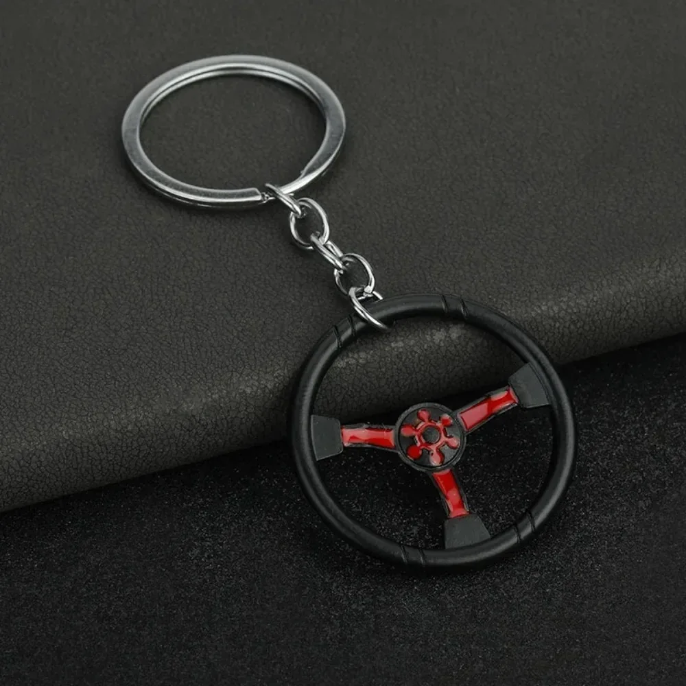 

Personalized Keychain Creative Car Enthusiast Mini Keyring Metal Cute Auto Steering Wheel Pendant Key Ring Accessories Gift