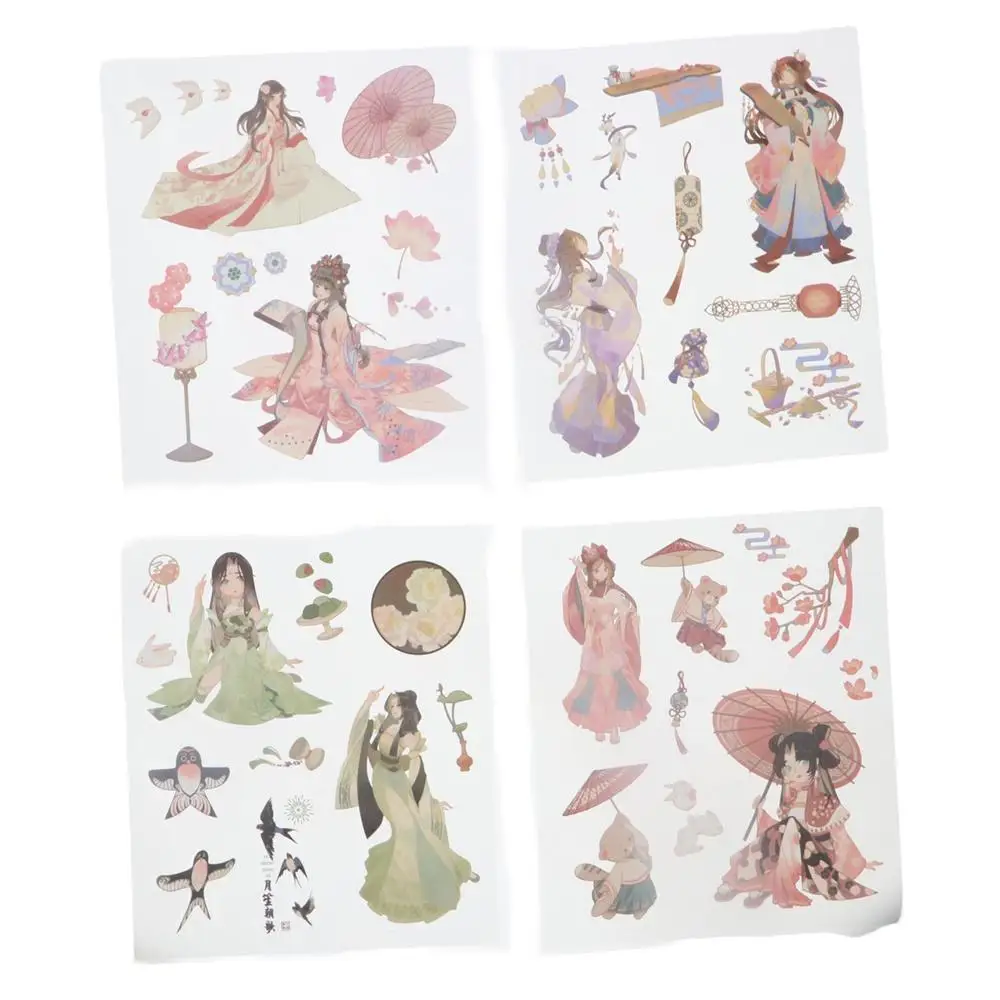 

Planner Hanfu Girls Journal School Office Supplies Collage PET Stickers Scrapbook Stickers Material Decals Stationery Sticker