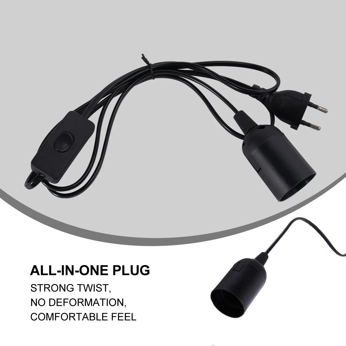 

Power Cable E27 Lamp Holder with 303 Power Cord 1.8m Extension Cord LED Bulb Cable Wire Bases Black ( )