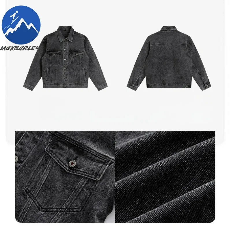 COMXZ Mens Cotton Denim Jacket 2025 Vintage American Fashion Motorcycle Jackets Premium Men Workwear Black Washed Denim Coat
