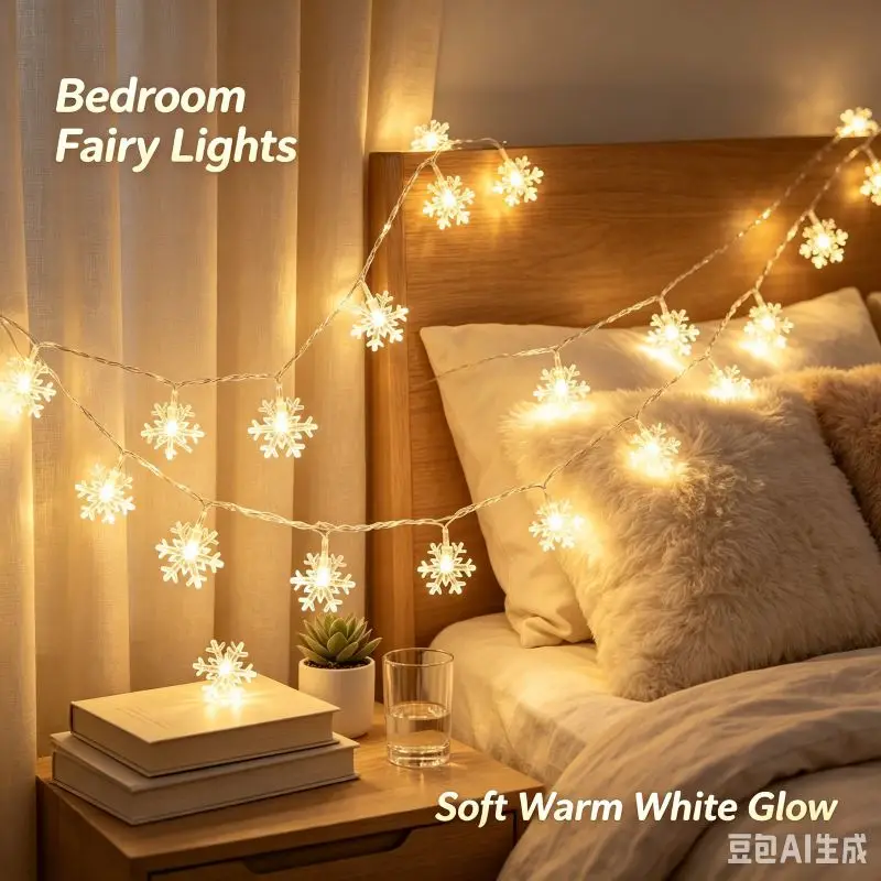 LED Snowflake Lights String Lamp Battery Powered Decorative Light for Christmas Wedding Festival Party
