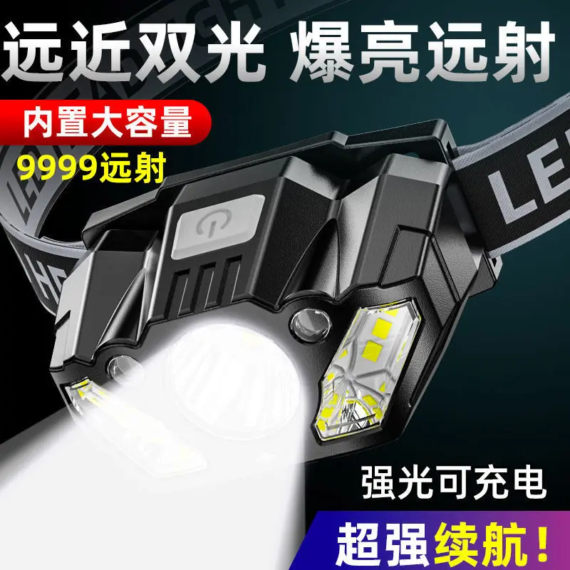 Head Led Light Sensor Head Torch High Power 5 Lighting Modes Flashlight Headlight Outdoor Camping Type-C Rechargeable Headlamp