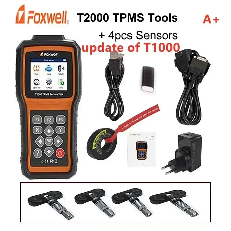 Best FOXWELL T2000 TPMS Diagnosis Support 433MHz 315MHZ OBDII Scanner Car Tire Pressure Monitoring System 2 in 1 Update of T1000