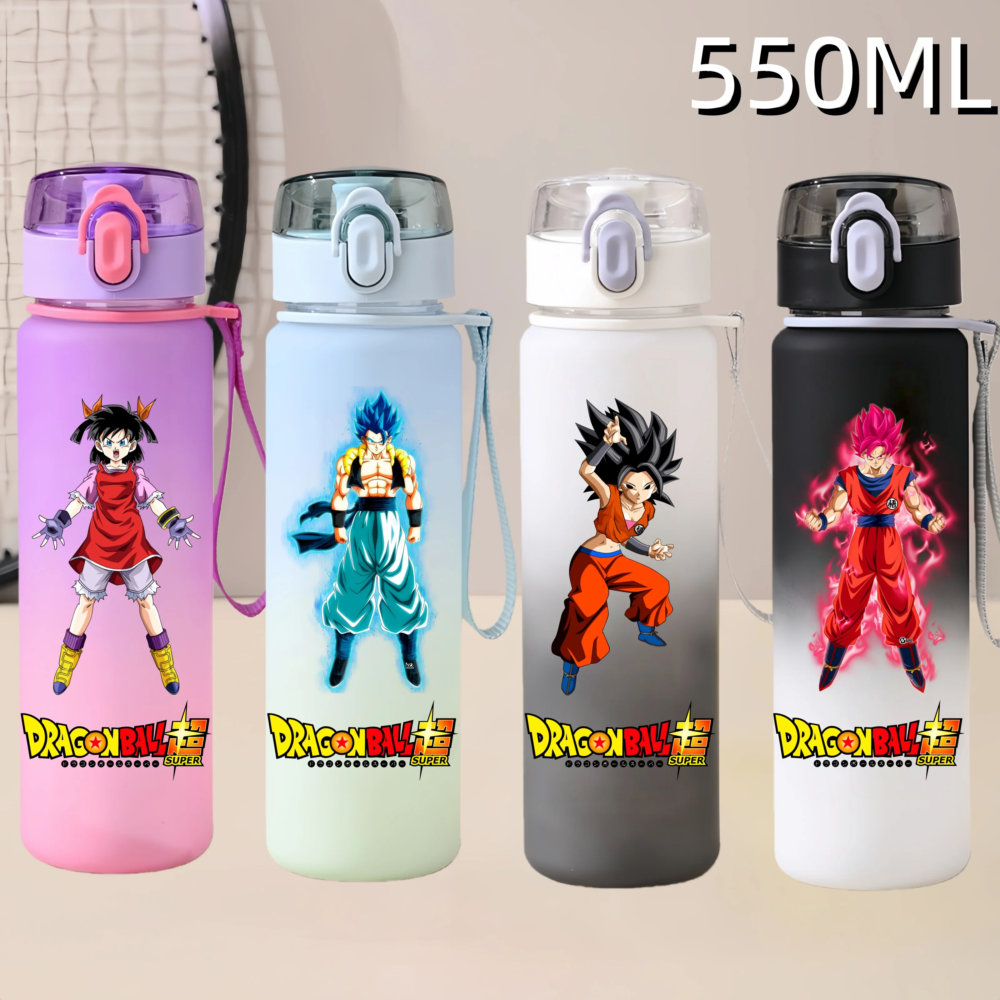 

550ML Dragon Ball Sports Water Bottle Son Goku Vegeta IV Cartoon Print Drinking Bottle Portable Outdoor Sports Water Cup Gift