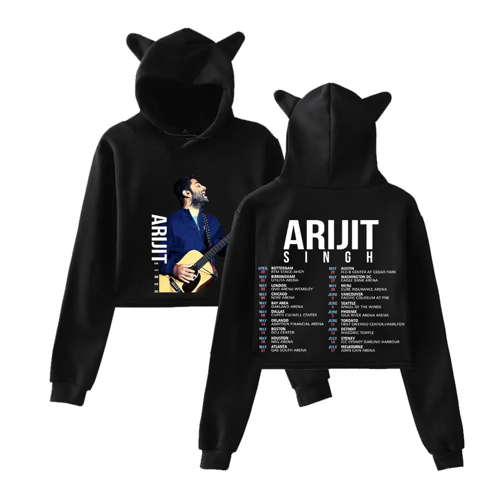 

Arijit Singh Vintage 90s Streetwear logo Hoodie Merch Hoodies Sweatshirts for Girls Cat Ear Crop Fashion Sports Pullover
