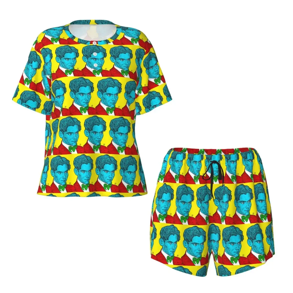 

Federico Garcia Lorca Portrait 16 Round Neck Short Sleeve Nightgowns for Sleeping Sleepshirts Women Loose Pajama Set Short Pants