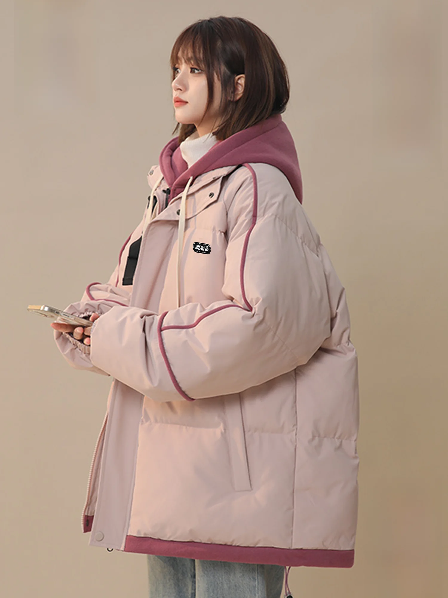 

PaulFrank Thiened Winter Jaet Hooded Casual Men's Coat Youth ular Polyester Fiber Warmth Large Mouth Monkey Design