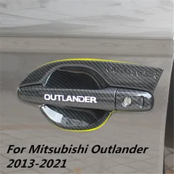Car Handle Door Bowl Cover Carbon fiber ABS Handle Sticker External Modification For Mitsubishi Outlander 2013-2021 Accessories