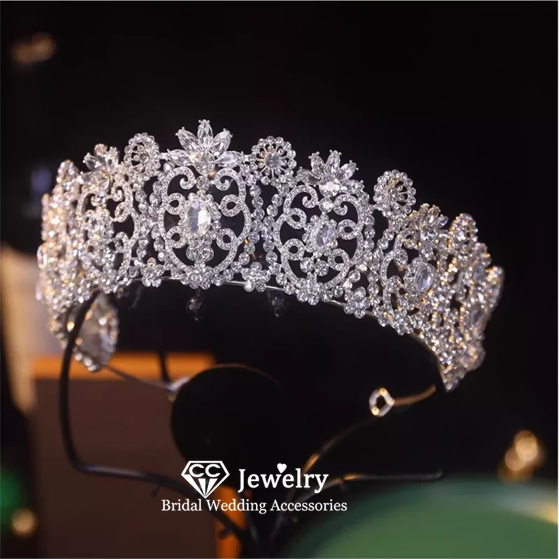 CC Luxury Crown Women Hair Accessories Wedding Headbands Engagement Hairwear Bridal Dress Crystal Pageant Diadems Party AN454