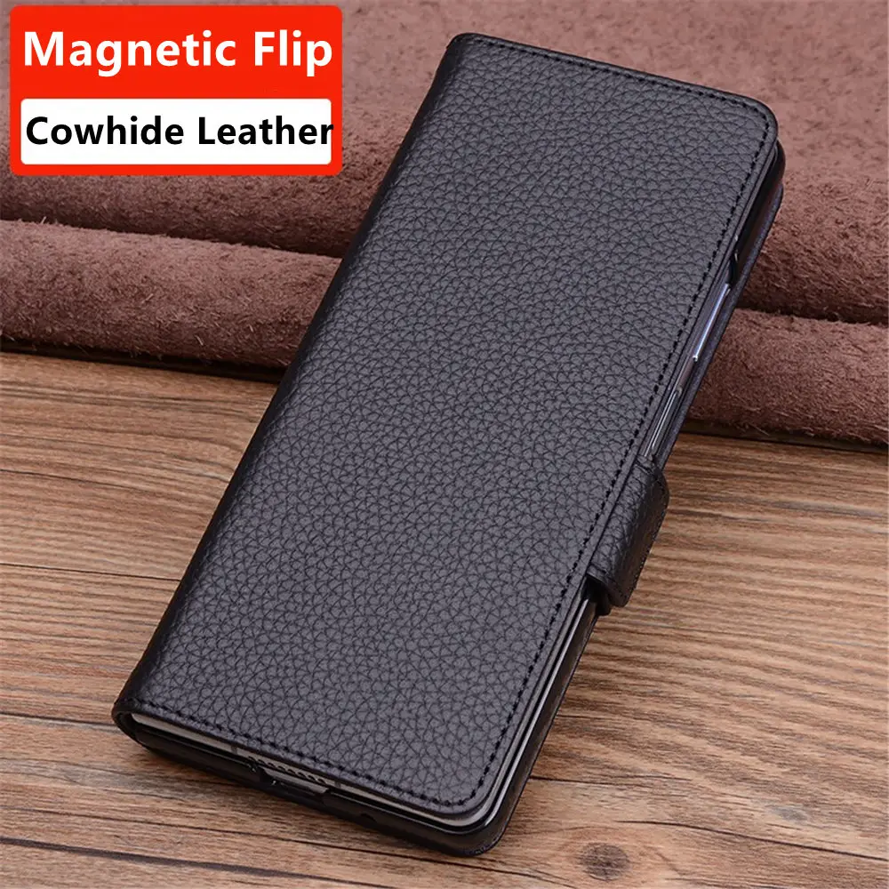 

Genuine Leather Crocodile Litchi Flip Case for Samsung Galaxy Z Fold7 6 Business Cover