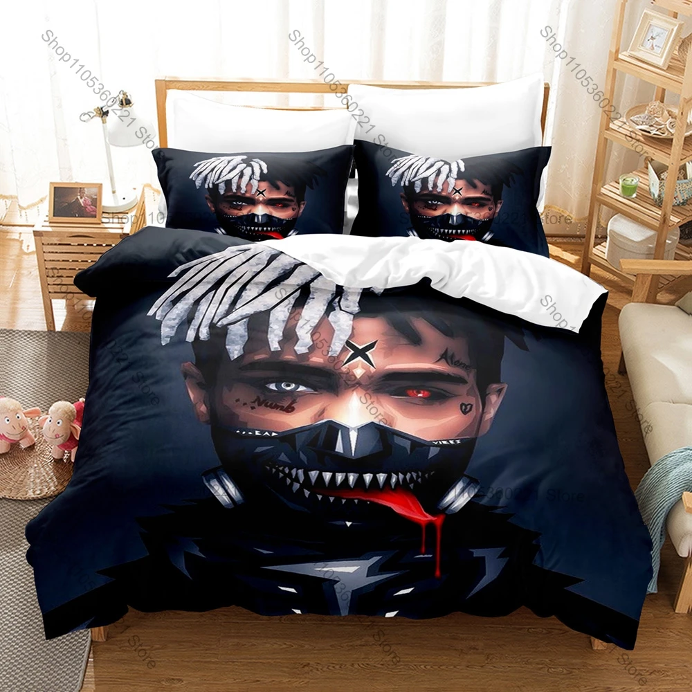 Cool Wrld Bedding Set Duvet Cover + 2 Pillowcases 999 Legends Never Die Hip Hop Rap Vintage Bedroom Emotional Rap Music Bed Line