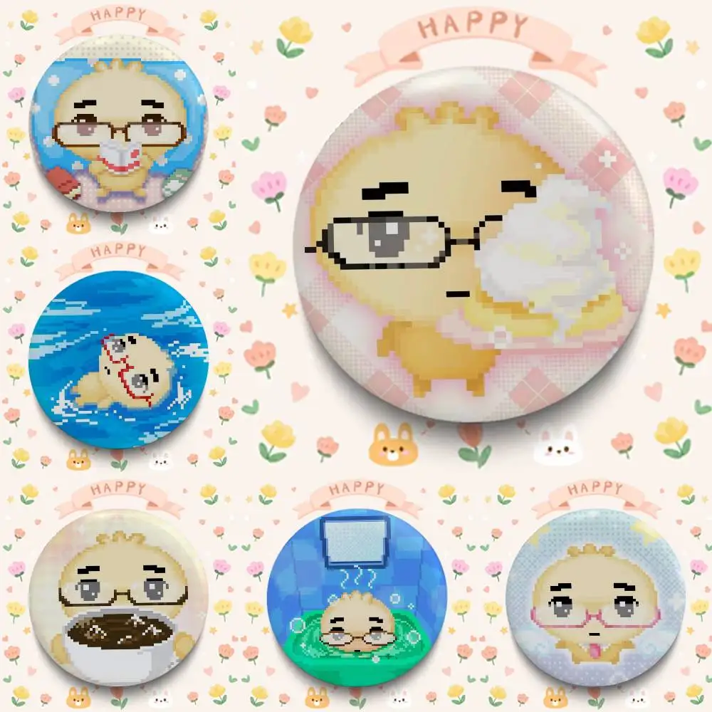G-Glasses Dumpling Cute Y2K Badges Button Round Creative Pin Brooch Badge Bag Decor Accessories Fans Collect Friends Gifts