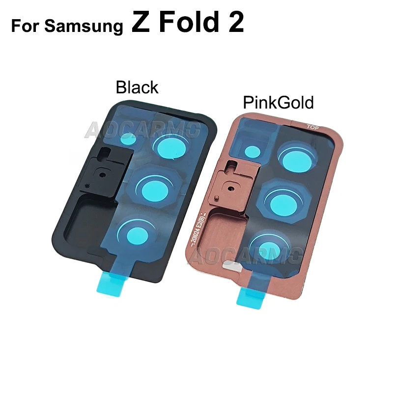 Aocarmo For Samsung Galaxy Z Fold2 F9160 w21 Rear Back Camera Lens Glass With Frame Replacement Parts