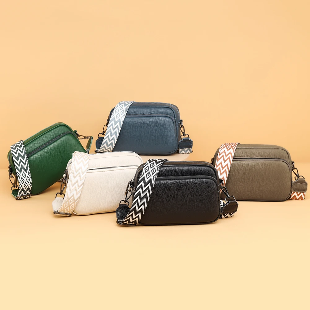 

Genuine Leather Crossbody Bag Fashion Mobile Phone Bag Portable Elegant Solid Color Adjustable Strap Simple for Weekend Vacation