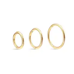 AIDE Single 1 Piece 14K Yellow Gold 6MM 8MM 10MM Hoop Earring for Women Simple Smooth Earring Exquisite Solid Gold Fine Jewelry