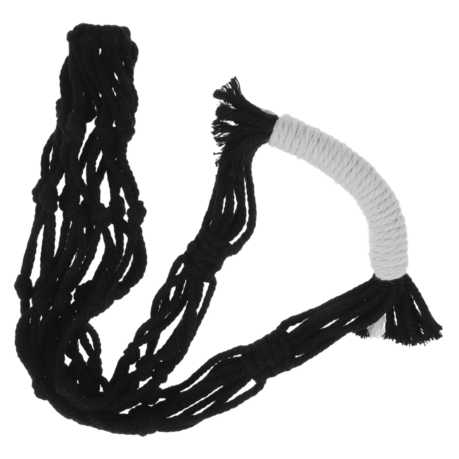 

Cotton Rope Woven Net Bag Handmade Macrame Water Bottle Holder Black White Portable Insulated Boho Design Drink Carrier Tote