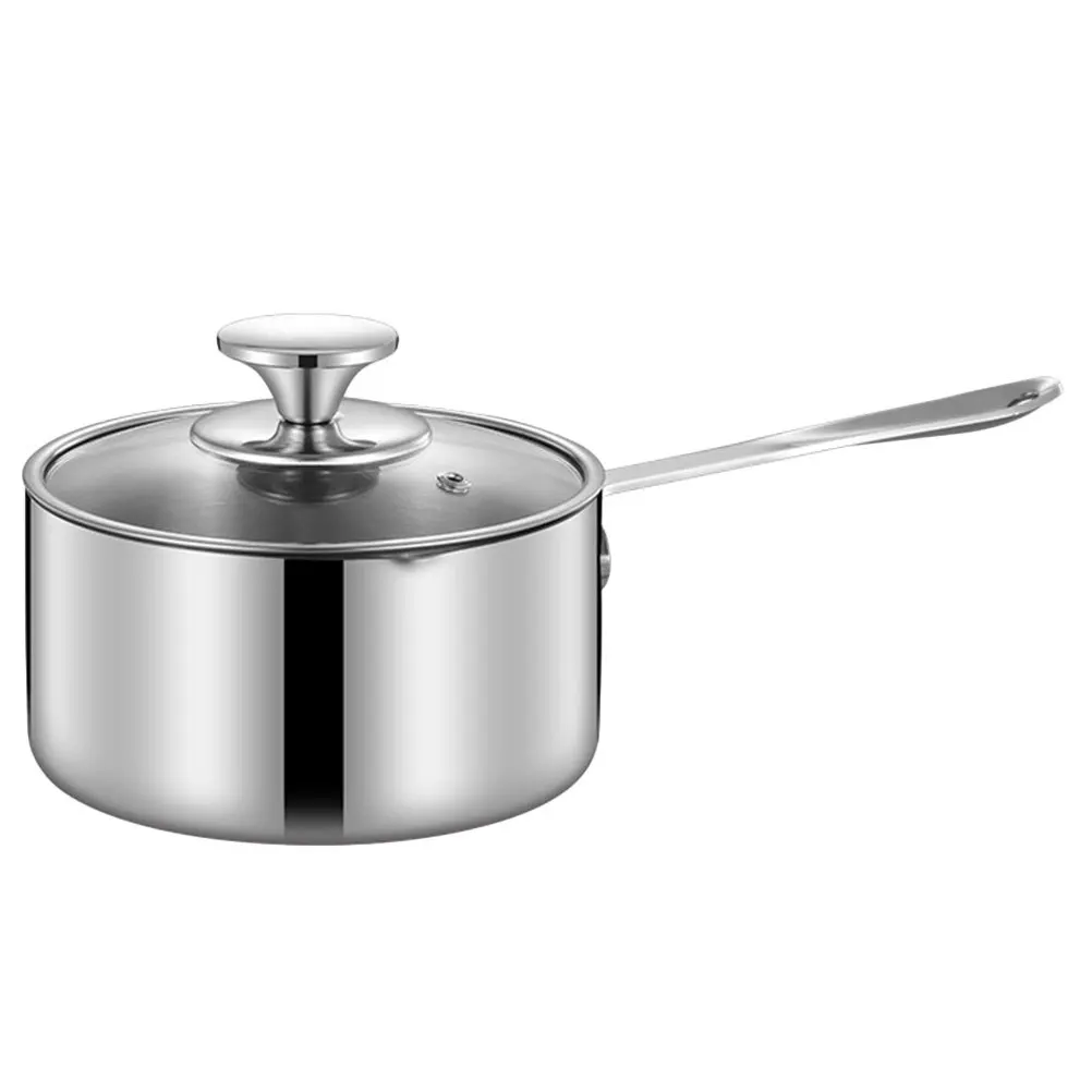 

Stainless Steel Milk Pot Deep Soup Pot Cooking Kitchen Milk Heating Pan Ergonomic Handle Dishwasher Safe Household Saucepan