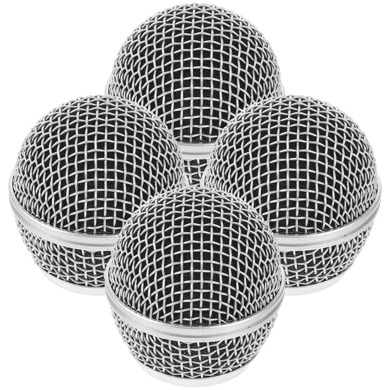 

4Pcs Microphone Grille Replacement Ball Heads Metal Mesh Foam Filter Easy Replace Durable Mic Cover Microphone Windscreen
