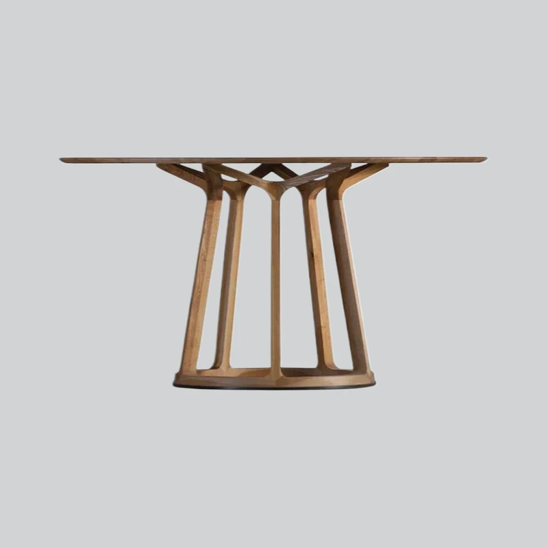 

hot sale dining table black walnut round dining table restaurant solid wood round table simple mortise and tenon log home