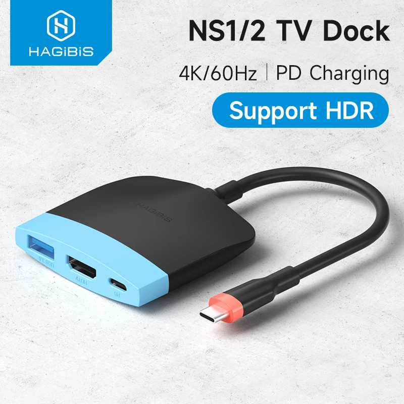 Docking Station Portátil Hagibis para Switch, Hub USB-C para HDMI 4K, USB 3.0 e Power Delivery 100W para Macbook Pro e NS