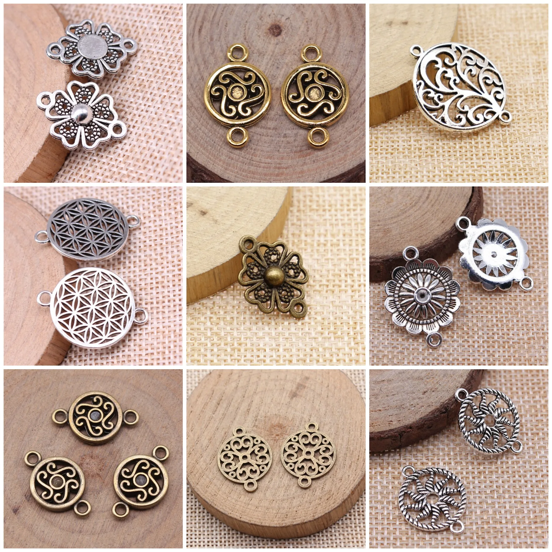 Classic Floral Slice Flat Jewelry Connectors Accessories For DIY Handmade Craft Making Wholesale