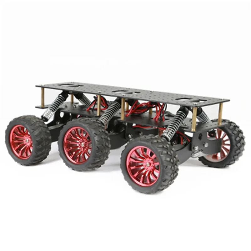 6WD Roboter-Auto-Chassis mit Stoßdämpfung für Geländefahrten, Klettern und Such- und Rettungsplattform