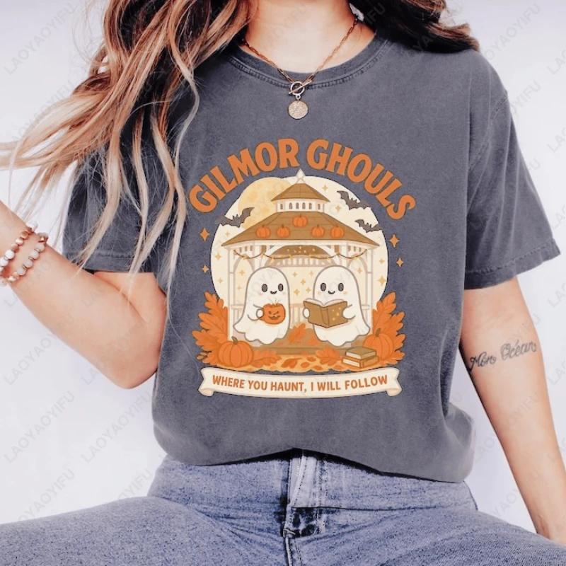 Gilmore Ghouls Ghost Parody Halloween Tees Fall Girl Fans Spooky Season Gift for Her Men Women Cotton Tshirt Cute Vintage Tops