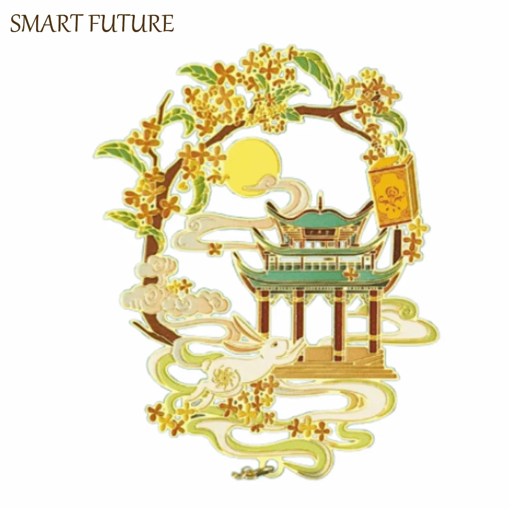 12 Month Hollow Metal Bookmarks Creative Tassel Pendant Chinese Beasts Bookmark Carving Retro with Chain Pendant Metal Bookmark