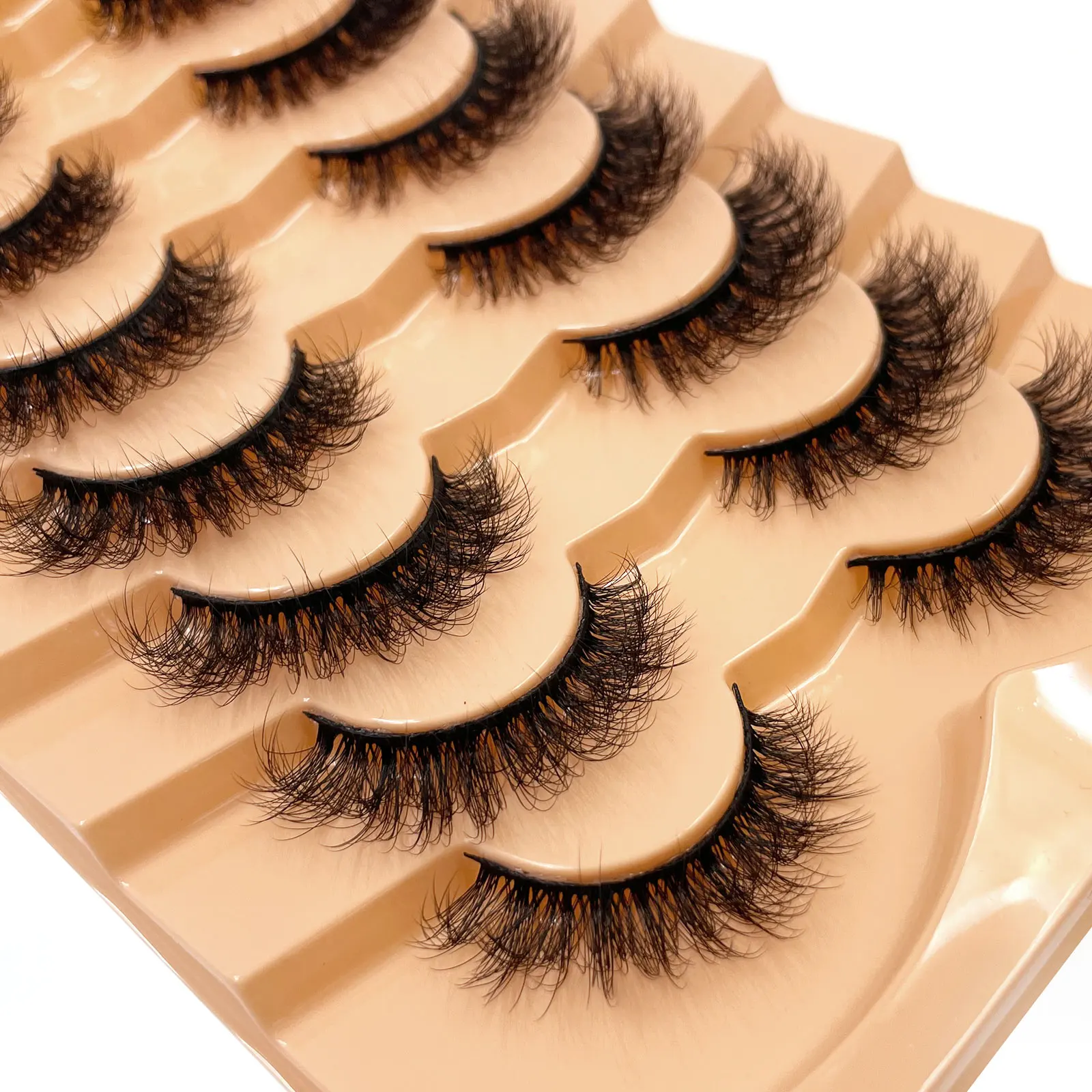 Neue 7 Paar Dicke, 3D-Simulierte Nerzfell-Falschwimpern Kurze, Dramatische Falschwimpern Großhandel Komplette Linie Falsche Wimpern – Detail 3