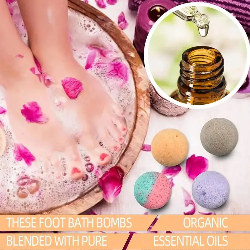 6Pcs Foot Bath Bombs Gift Set Natural Mini Handmade Bathing Foot Spa Bomb Rich Essential Oils For Moisturizing Skin Scents