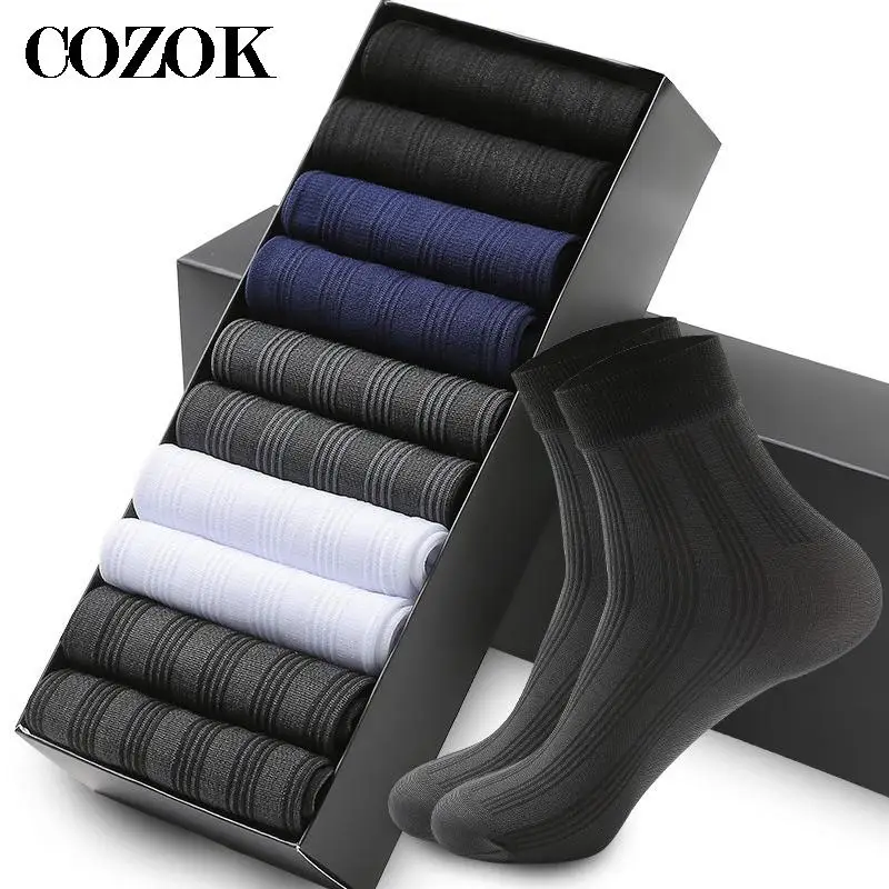 

10 Pairs High Quality Dress Socks Men's Male Black Business Men Socks Summer Autumn Thin Breathable Sock Crew Calcetines Hombre