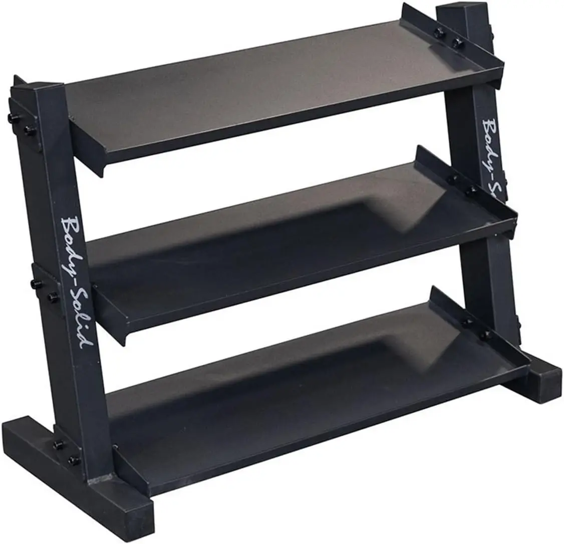 

Body-Solid (GDR34B) 3-Tier Dumbbell Rack Storage for 12 Pairs Neoprene/Vinyl Dumbbells 1-15 lbs, Dumbell Weight Rack Sta
